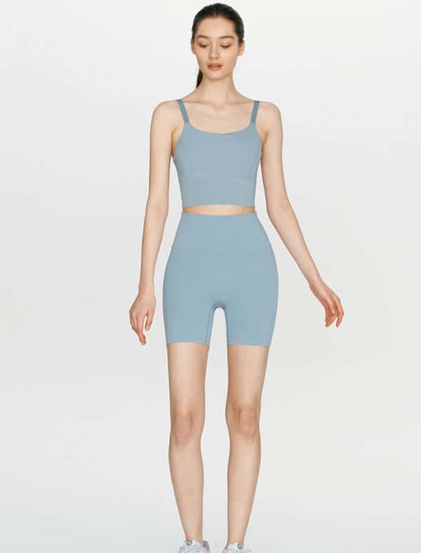 Cutout Back sports bra blue front