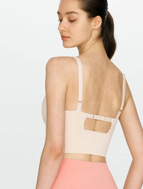 Cutout Back sports bra milky white back
