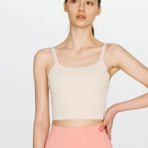 Cutout Back sports bra milky white front