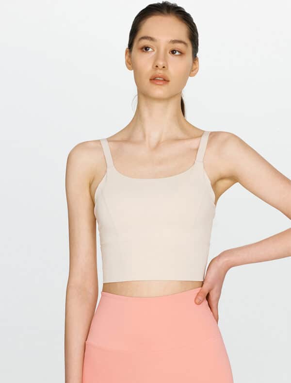 Cutout Back sports bra milky white front