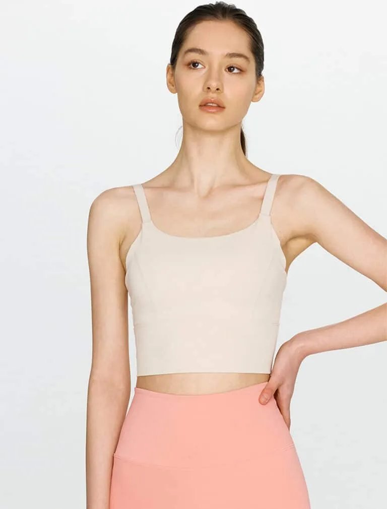 Cutout Back sports bra milky white front