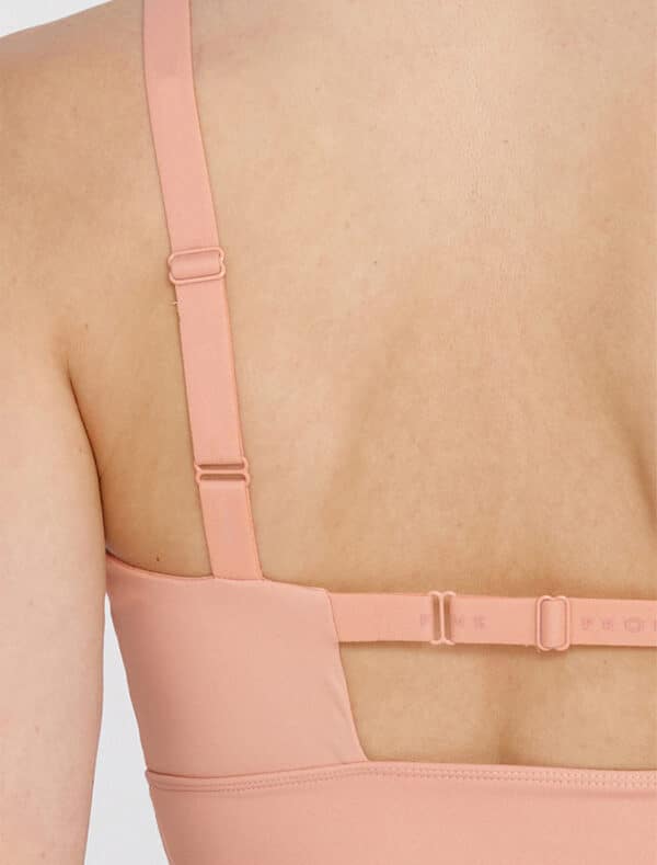 Cutout Back sports bra pink back 1