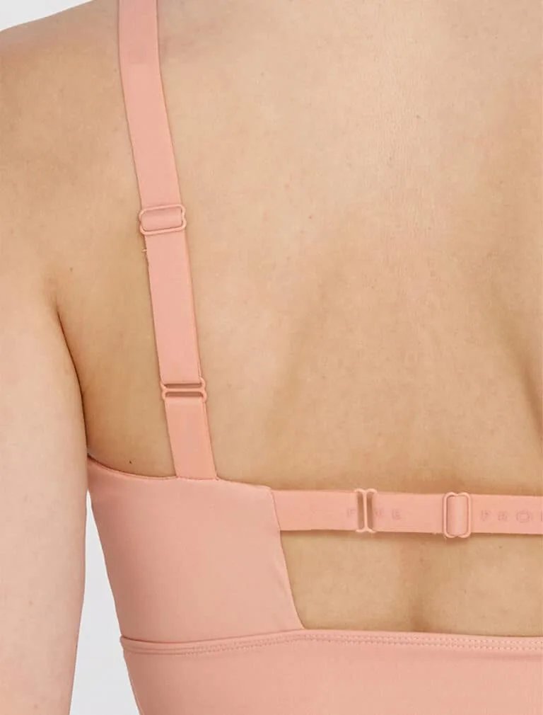 Cutout Back sports bra pink back 1