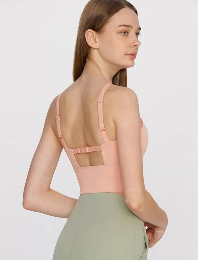 Cutout Back sports bra pink back