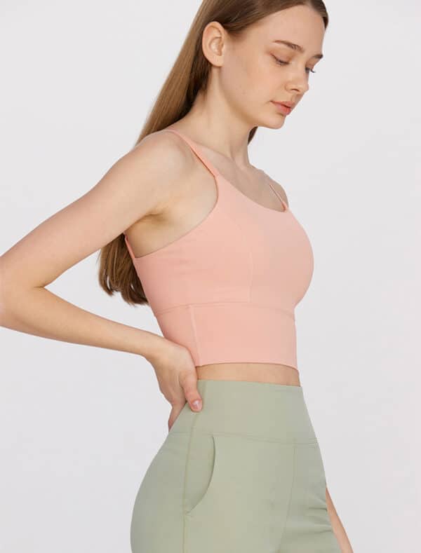 Cutout Back sports bra pink front