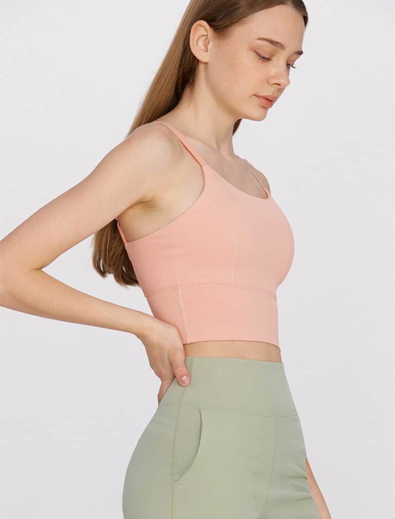 Cutout Back sports bra pink front