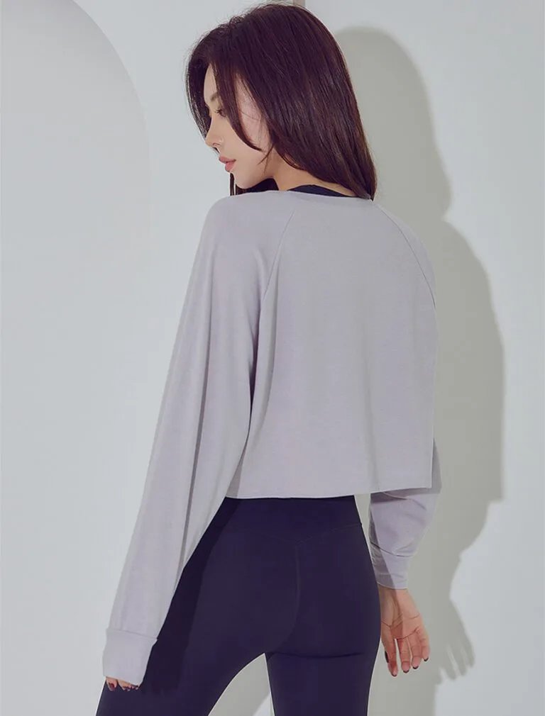 Essential Long sleeve crop top light purple back