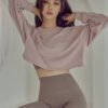 Essential Long sleeve crop top pink front 1