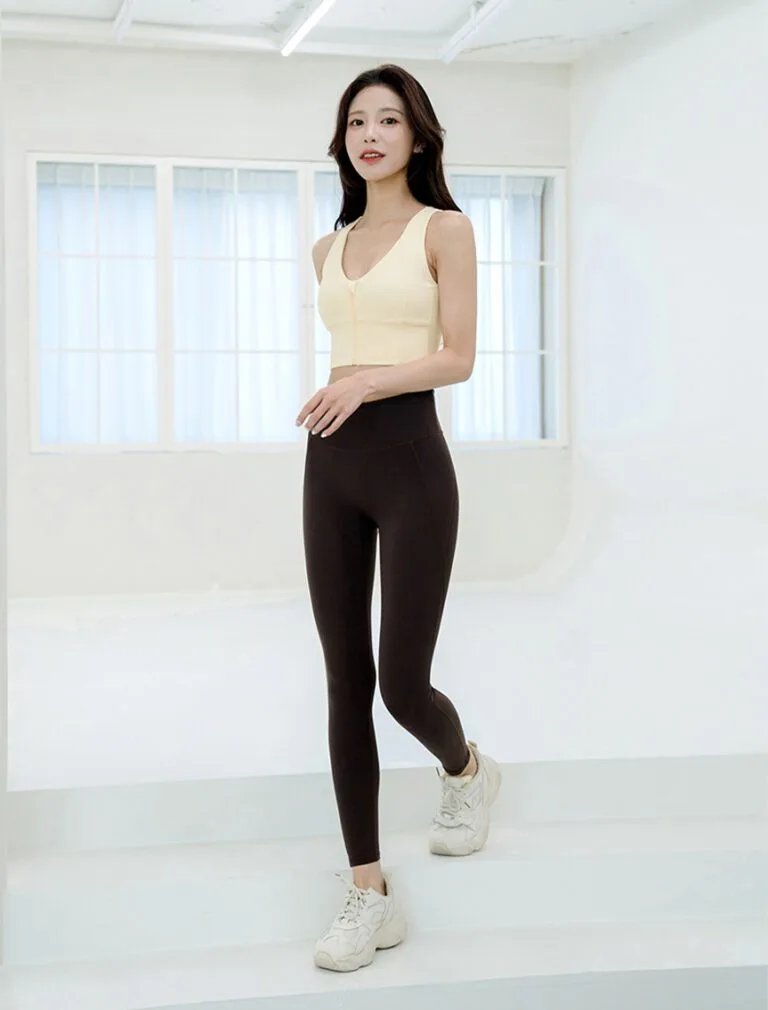 High Waist Booty Lifting Leggings brown front
