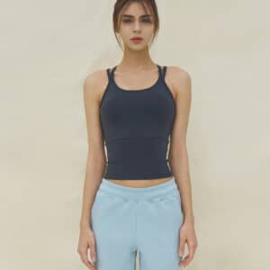 Longline Sports Bra grey front