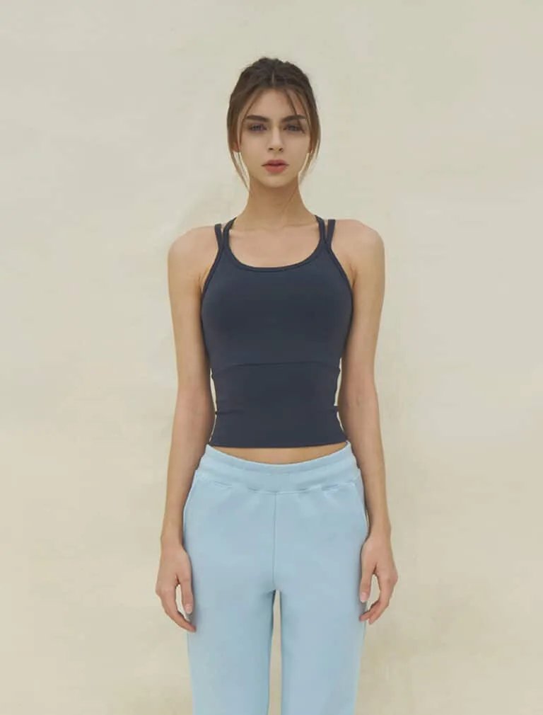Longline Sports Bra grey front