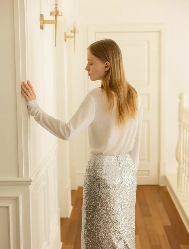 Sheer Tencel French Romantic Knit Sweater back