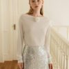 Sheer Tencel French Romantic Knit Sweater front