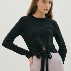 Soft Tie Yoga Top black front