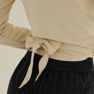 Soft Tie Yoga Top milky white back 1