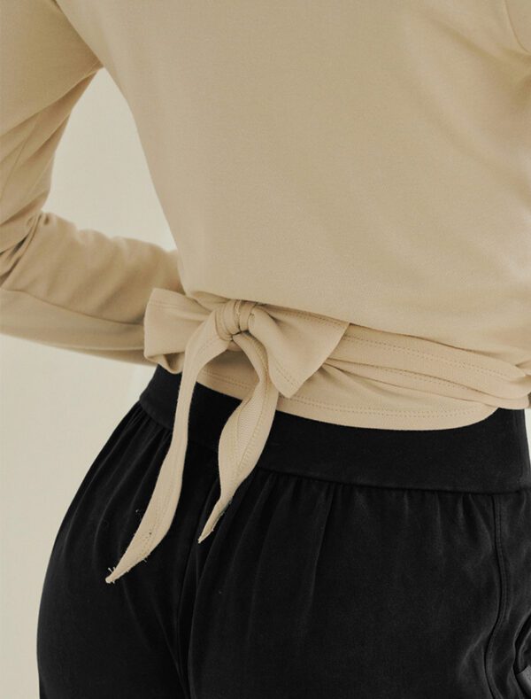 Soft Tie Yoga Top milky white back 1
