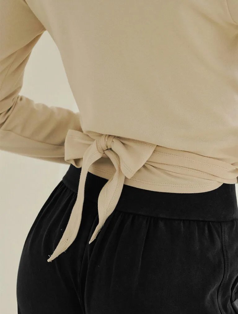 Soft Tie Yoga Top milky white back 1
