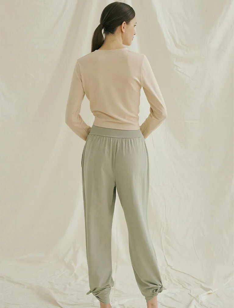 Soft Tie Yoga Top milky white back