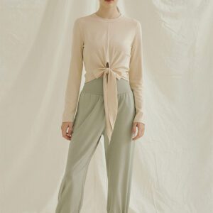 Soft Tie Yoga Top milky white front