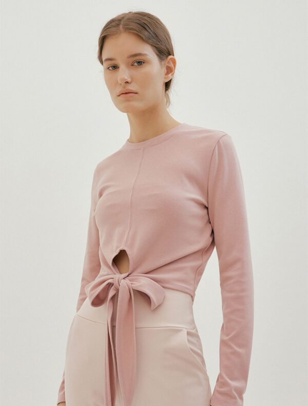 Soft Tie Yoga Top pink front