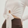 Soft Tie Yoga Top white front