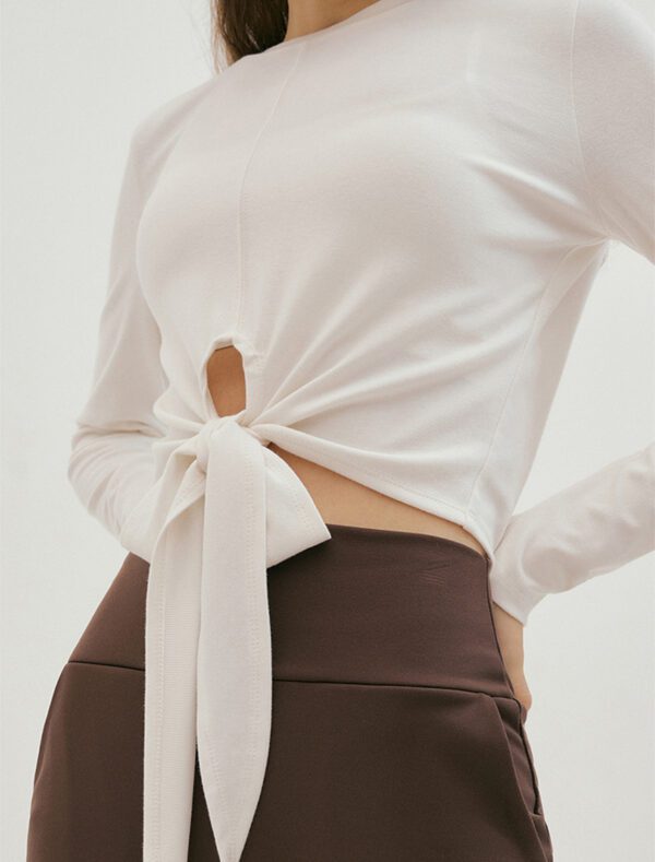 Soft Tie Yoga Top white front