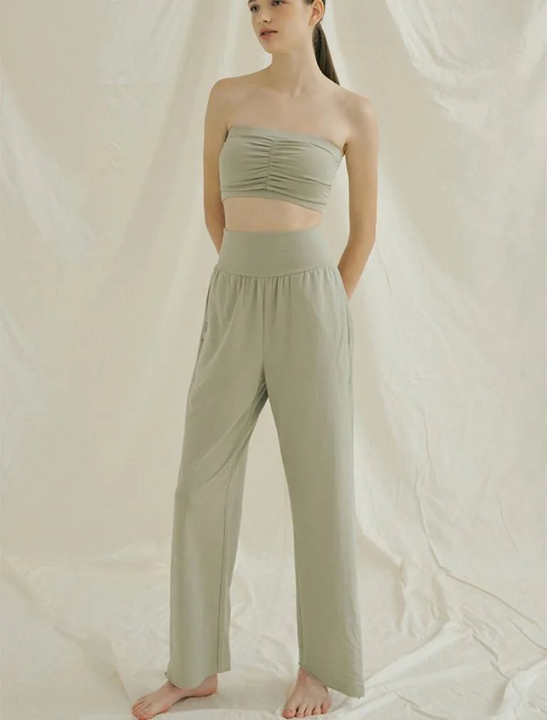 Studio pants avocado front