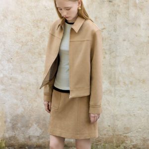 Suede Short Notched Lapel Jacket front 1