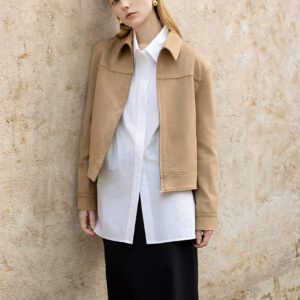Suede Short Notched Lapel Jacket front 2