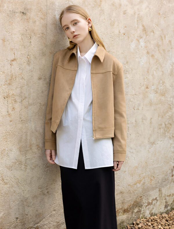 Suede Short Notched Lapel Jacket front 2