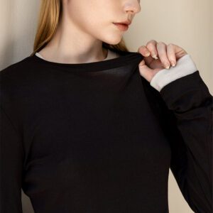 Tencel Round-Neck Base Layer top black detail