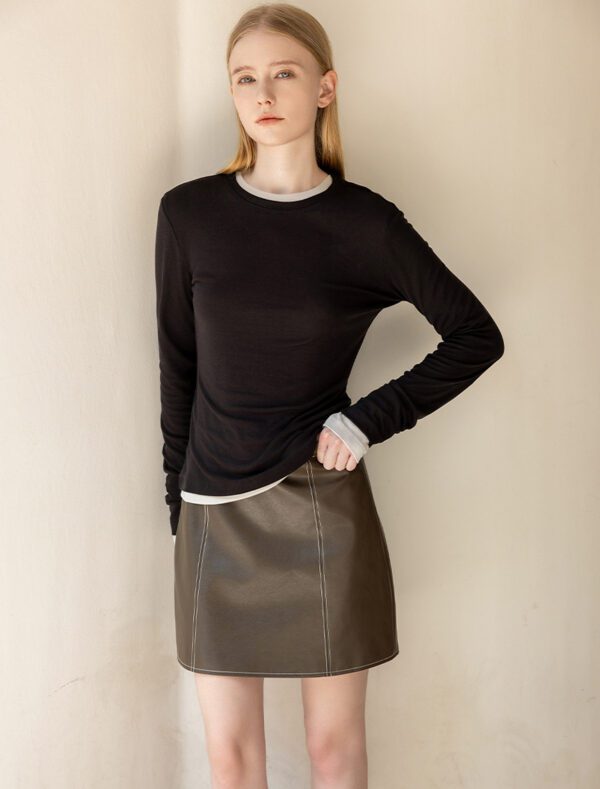 Tencel Round-Neck Base Layer top black front