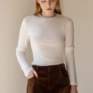 Tencel Round-Neck Base Layer top white front