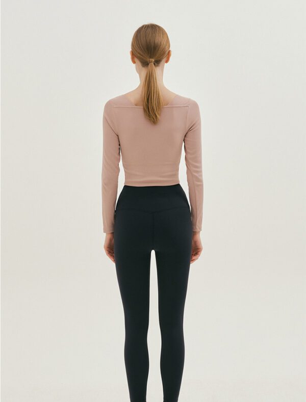 V-Neck Solid Color Sports Top pink back