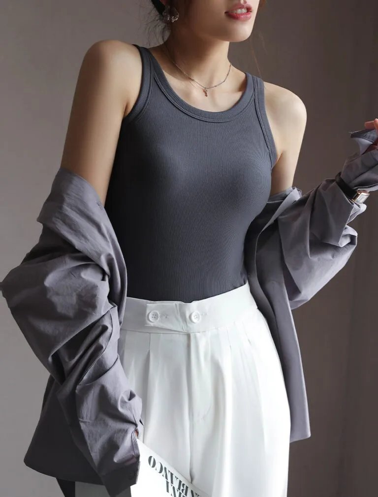 Chic Ease Studio Bra Top gray front