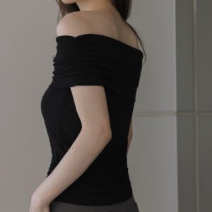 Collar Soft Cotton Blend Top black back