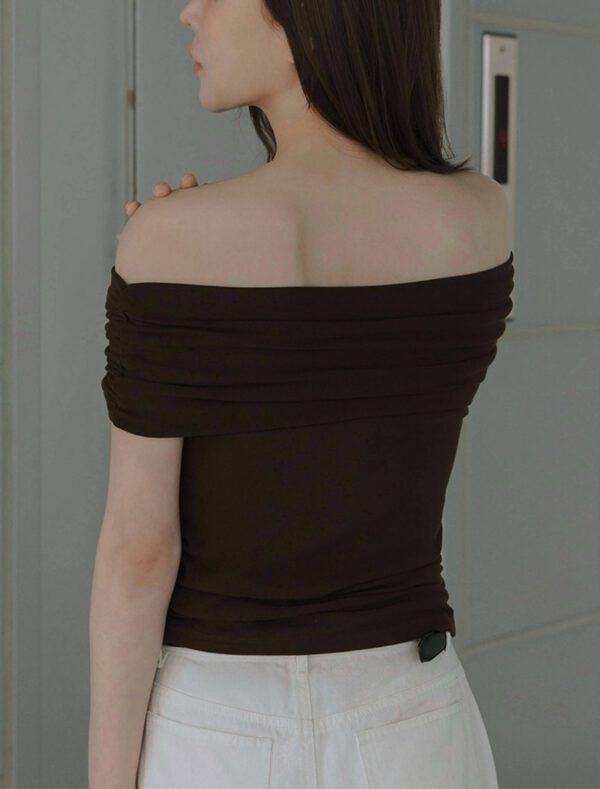 Collar Soft Cotton Blend Top brown back
