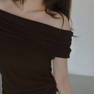 Collar Soft Cotton Blend Top brown front