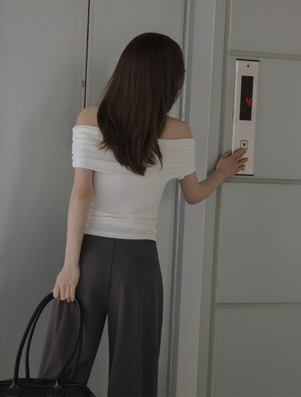 Collar Soft Cotton Blend Top white back