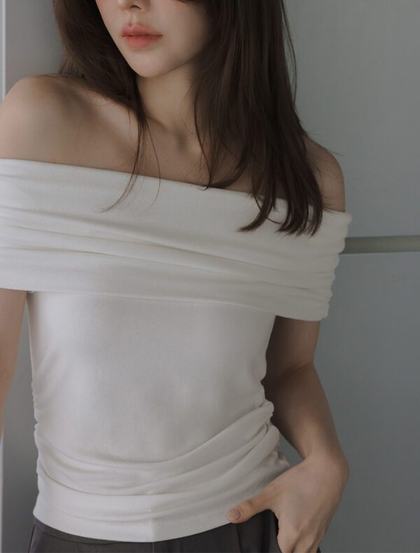 Collar Soft Cotton Blend Top white front