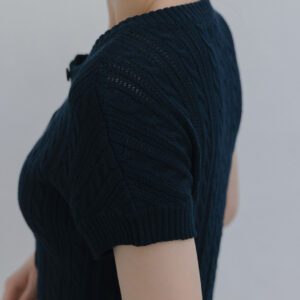 Twist Knit Short-Sleeve Top navy side