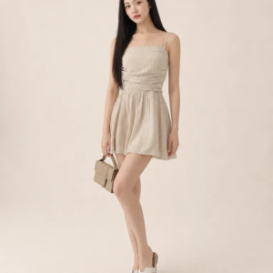 Ruched Bodice Stripe Padded Cami Mini Dress